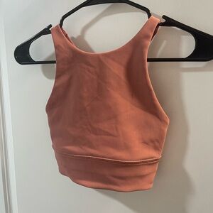 Lululemon Energy High Neck Women's Ribbed Longline Tank /Bra Top - Coral Size 2